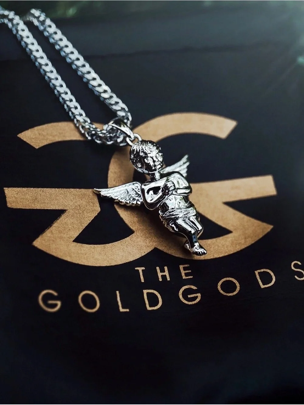Silver Angel Pendant Necklace - Men's Accessory